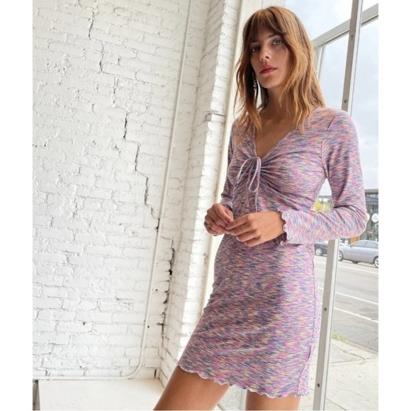 Lisa Says Gah Dresses & Skirts - Lisa Says Gah Berry Lotta Long Sleeve Ribbed Space Dye Minidress Size Small